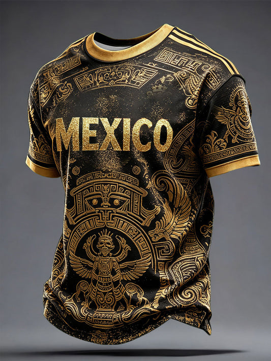 Camiseta estampada con diseño artístico para amantes del fútbol mexicano