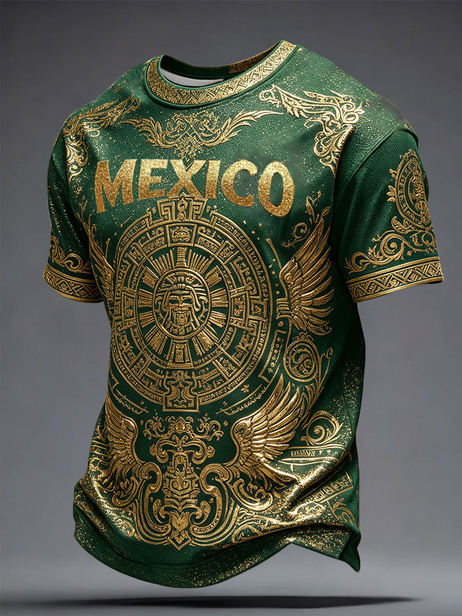Camiseta estampada con diseño artístico para amantes del fútbol mexicano