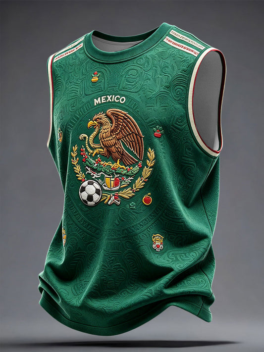 Camisetas sin mangas estampadas para amantes del fútbol, arte de México, para hombre