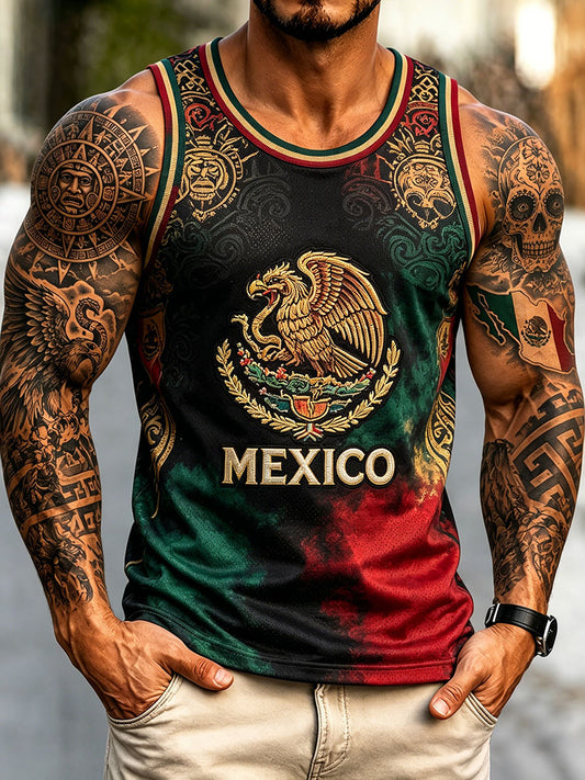 Camisetas sin mangas estampadas para amantes del fútbol, arte de México, para hombre
