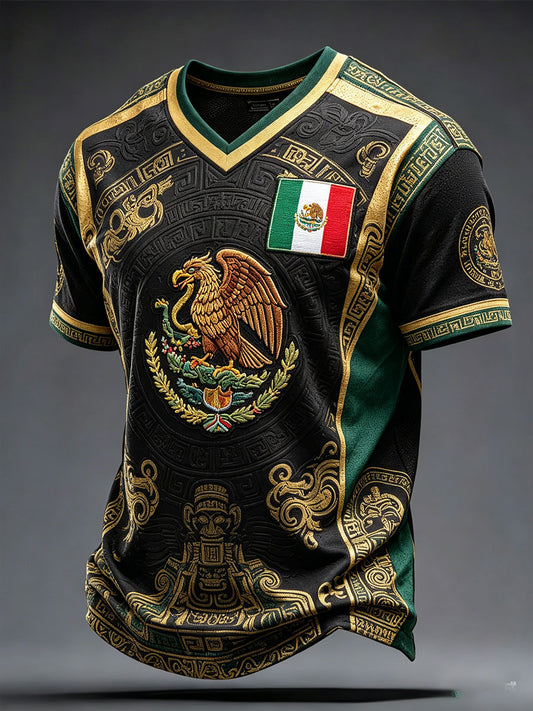 Camiseta estampada para amantes del fútbol, arte de México, para hombre