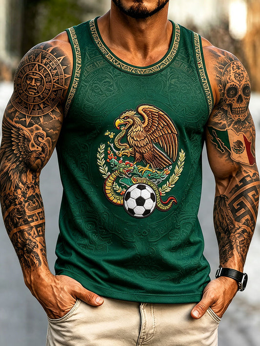 Camisetas sin mangas estampadas para amantes del fútbol, arte de México, para hombre