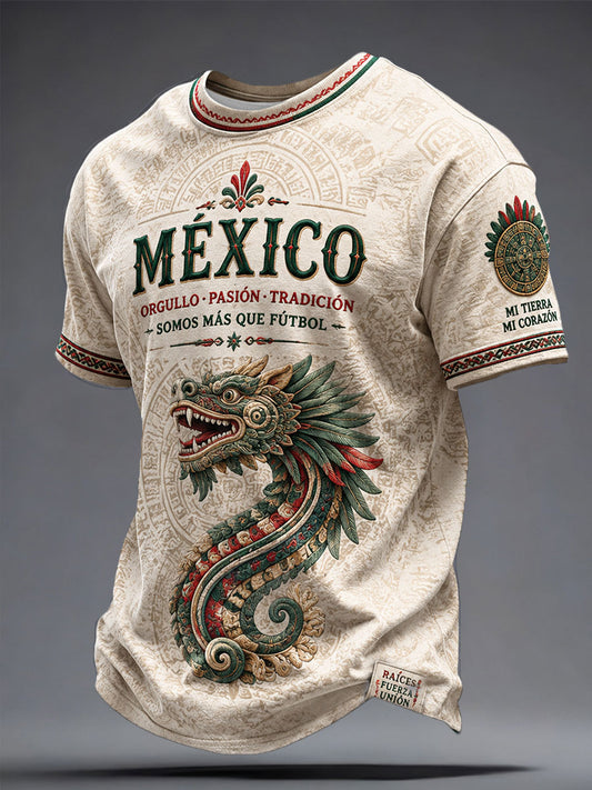 Camiseta estampada para amantes del fútbol, arte de México, para hombre