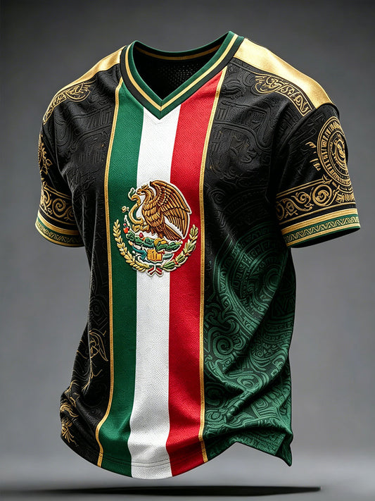 Camiseta estampada para amantes del fútbol, arte de México, para hombre