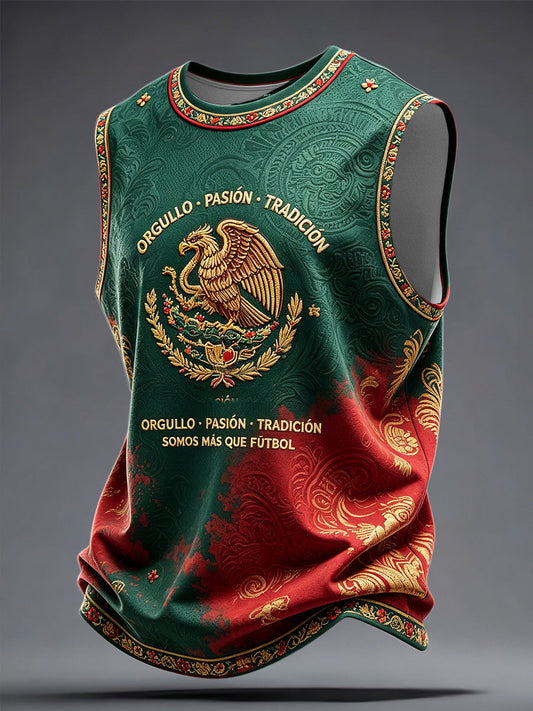 Camisetas sin mangas con estampado artístico para amantes del fútbol mexicano