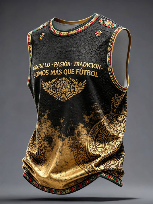 Camisetas sin mangas con estampado artístico para amantes del fútbol mexicano