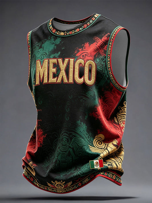 Camisetas sin mangas impresas arte del amante del fútbol de México de los hombres