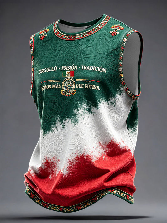 Camisetas sin mangas con estampado artístico para amantes del fútbol mexicano