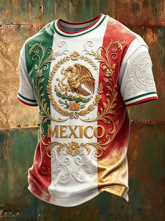 Camiseta estampada de arte para aficionados al fútbol mexicano masculina
