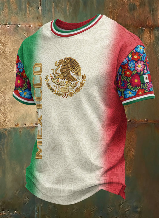 Camiseta estampada de arte para aficionados al fútbol mexicano masculina