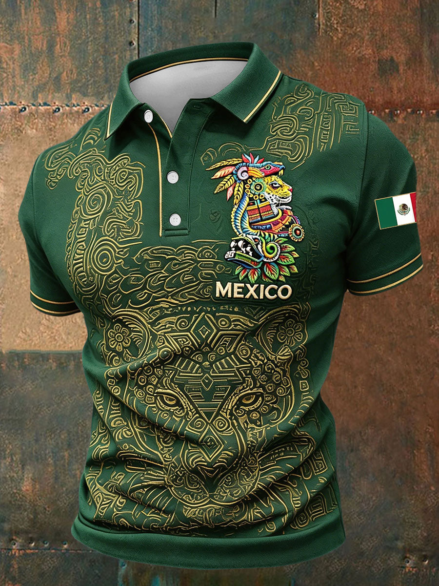 Camisetas casuales con estampado floral para amantes del fútbol mexicano, diseño masculino