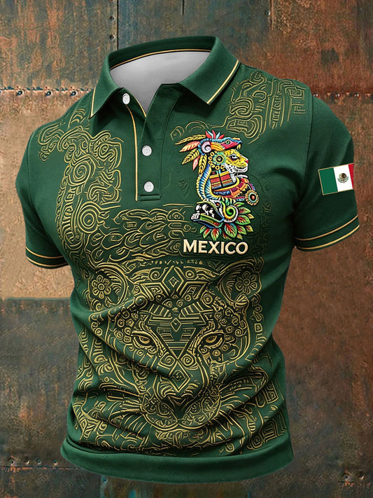 Camisetas casuales con estampado floral para amantes del fútbol mexicano, diseño masculino