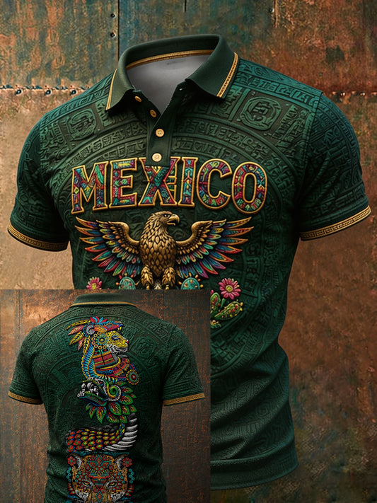 Camisetas casuales con estampado floral para amantes del fútbol mexicano, diseño masculino