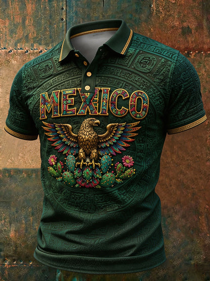 Camisetas casuales con estampado floral para amantes del fútbol mexicano, diseño masculino