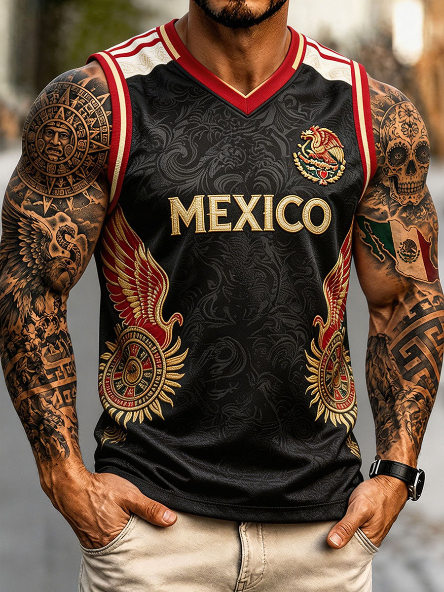 Camisetas sin mangas estampadas con motivos florales para amantes del fútbol mexicano