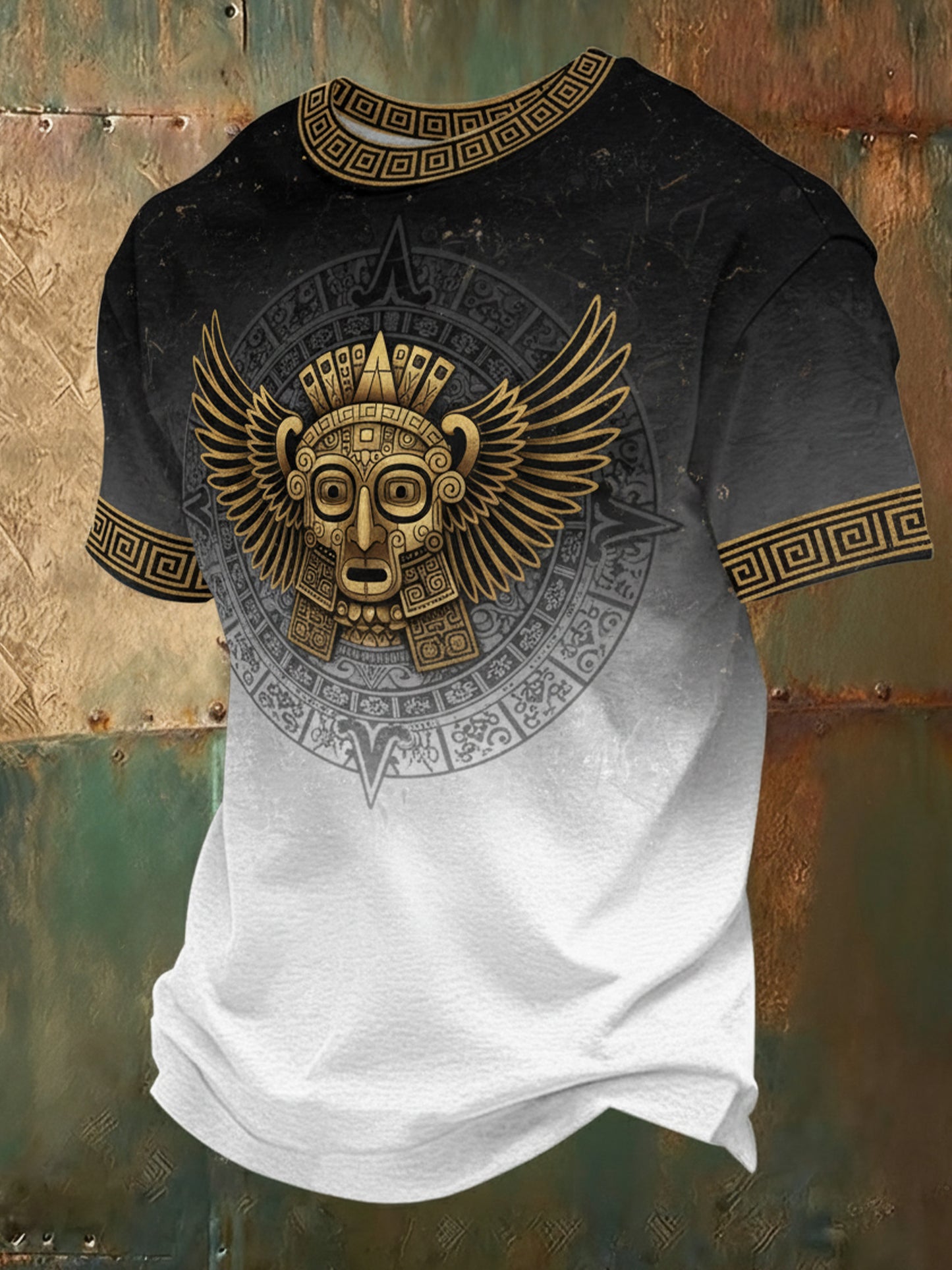 Camiseta para hombre con estampado de inspiración azteca mexicana
