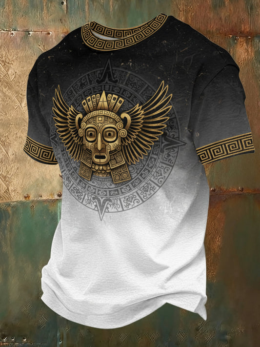 Camiseta para hombre con estampado de inspiración azteca mexicana