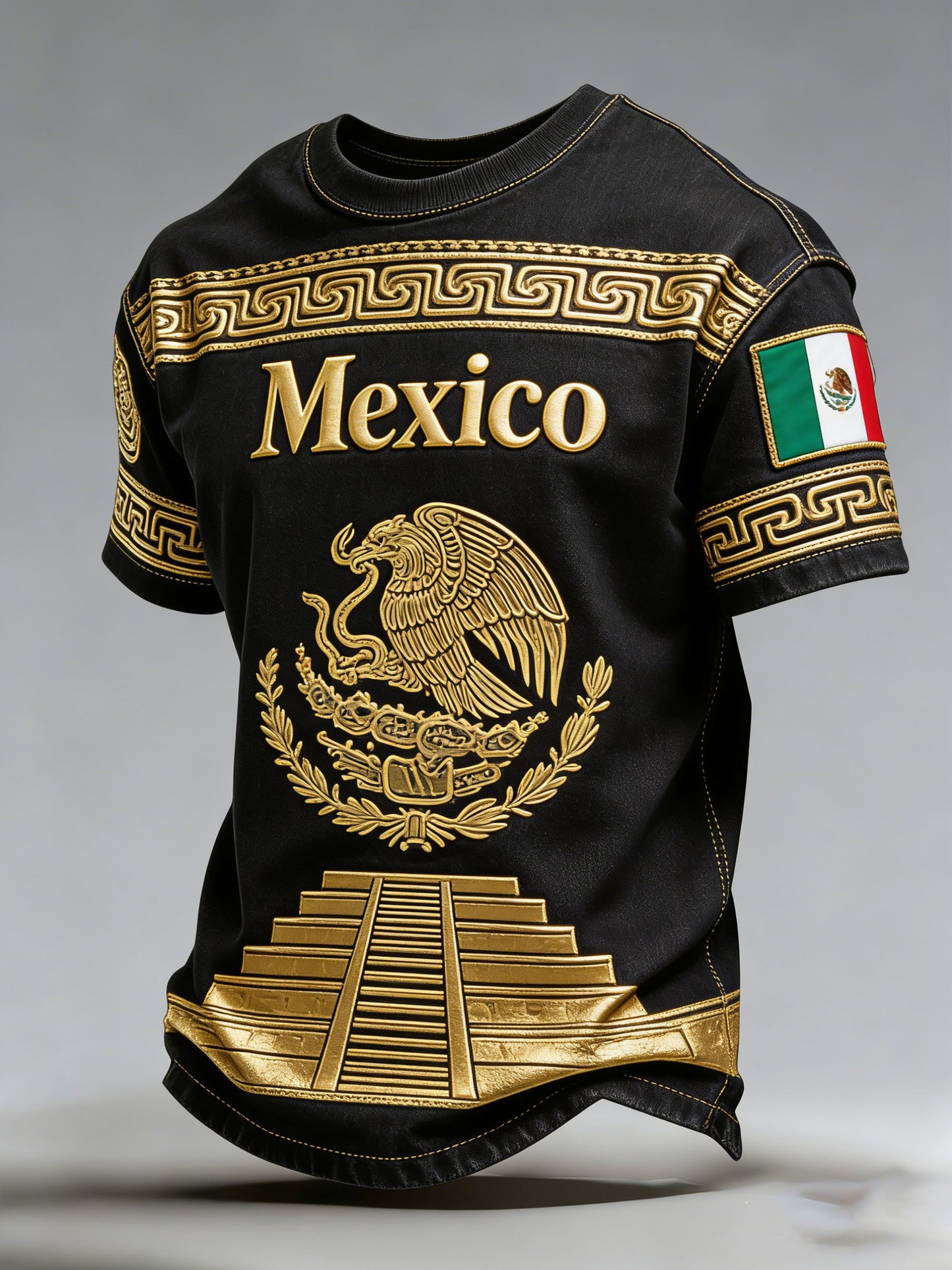 Camiseta para hombre con estampado de inspiración azteca mexicana
