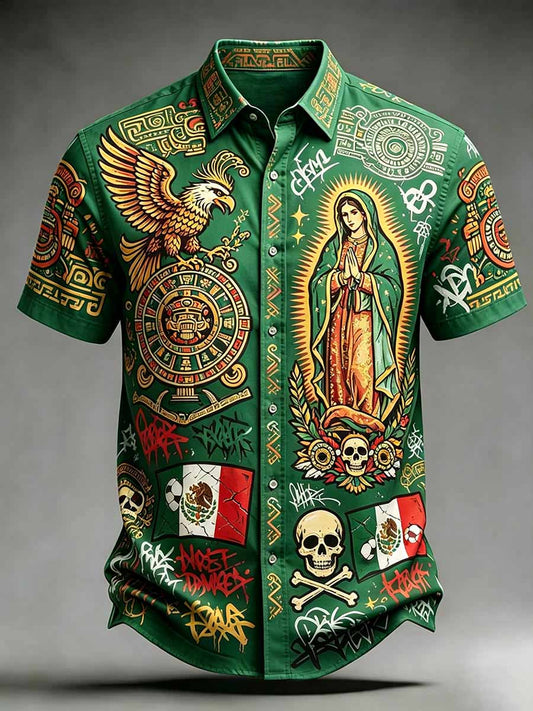 Camisa ocasional mexicana de la impresión del arte de la moda de los hombres