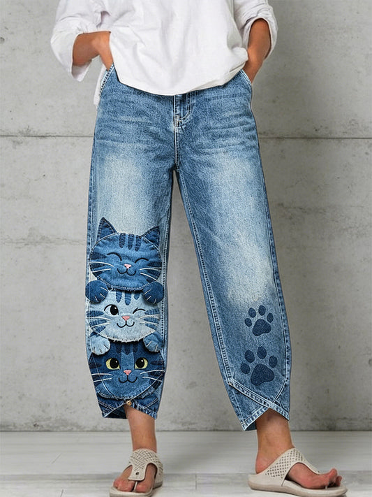 Pantalones con estampado de arte animal para mujer