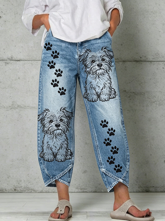 Pantalones con estampado de arte animal para mujer