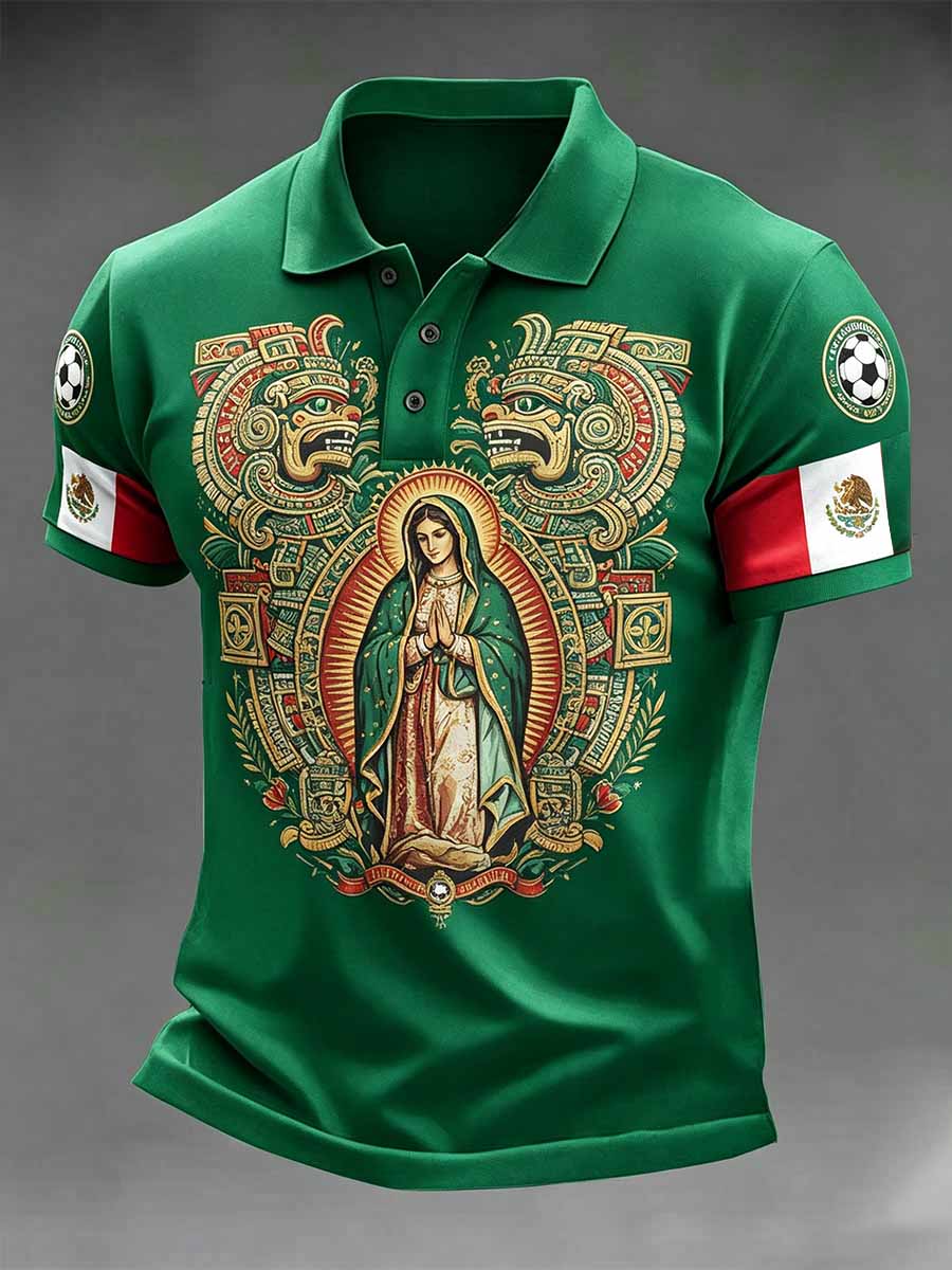 Polo casual de hombre con estampado mexicano