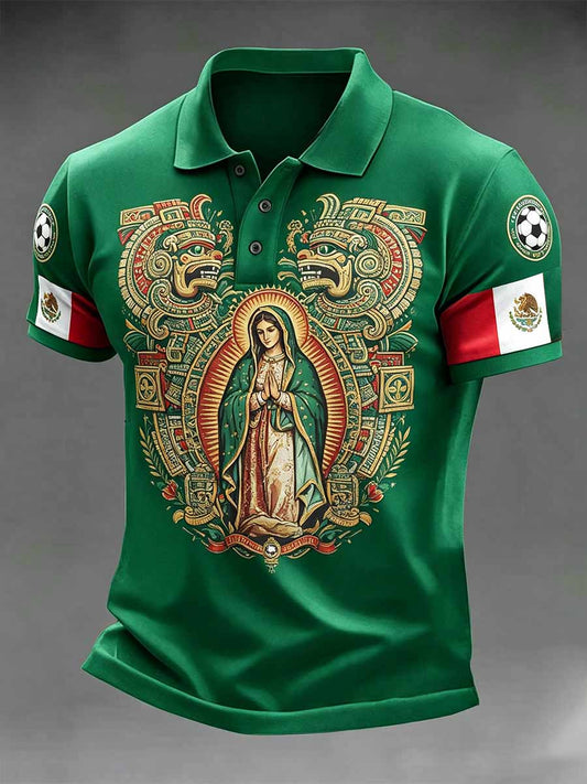 Polo casual de hombre con estampado mexicano