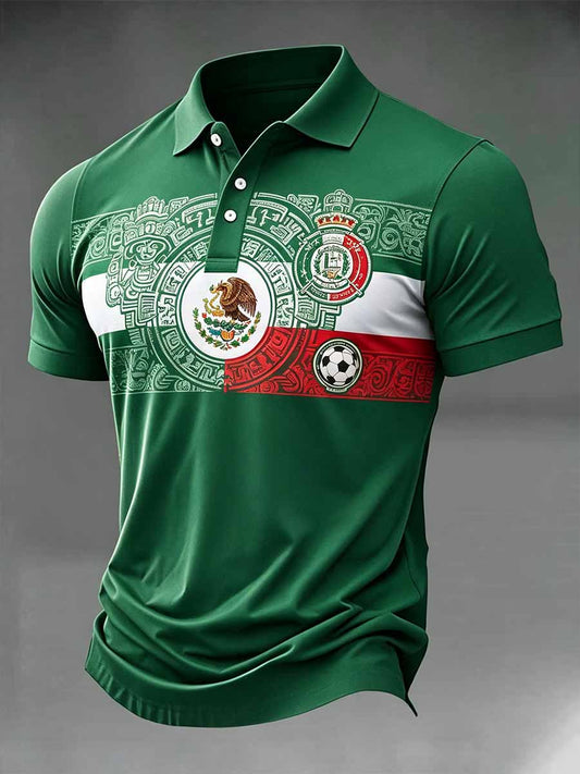 Polo casual estampado mexicano de los hombres
