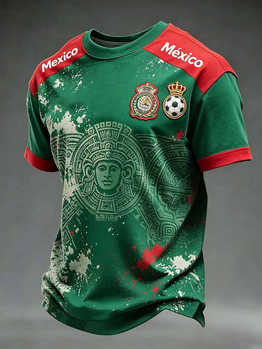 Camiseta casual con estampado mexicano para hombre