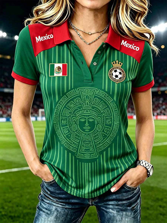 Polo casual estampado mexicano para mujer