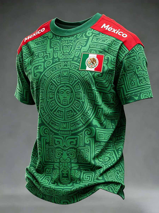 Camiseta casual con estampado mexicano para hombre