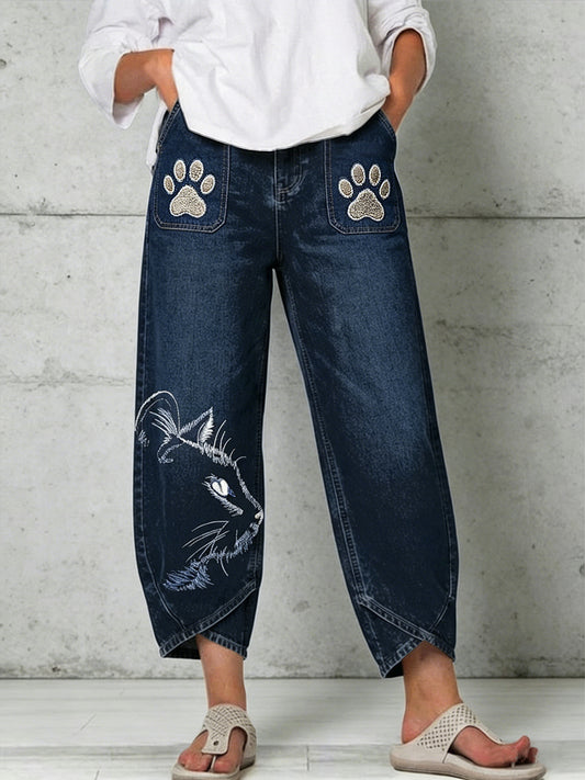 Pantalones con estampado de arte animal para mujer