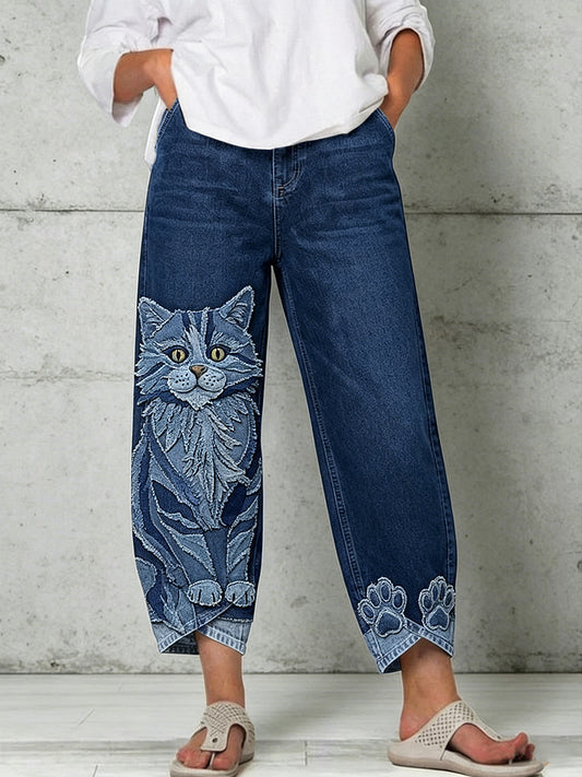 Pantalones con estampado de arte animal para mujer