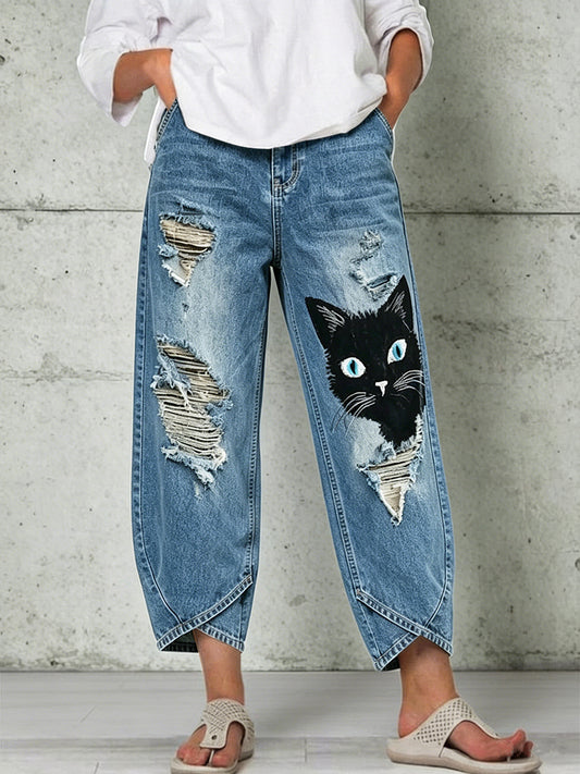 Pantalones con estampado de arte animal para mujer