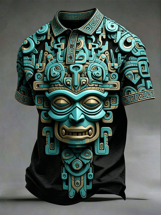 Camisetas con diseño de máscara azteca para hombre