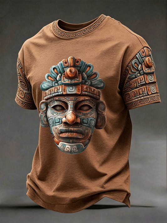Camisetas con diseño de máscara azteca para hombre