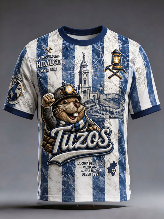 Camiseta para hombre con estampado artístico de los Tuzos, amantes del fútbol mexicano