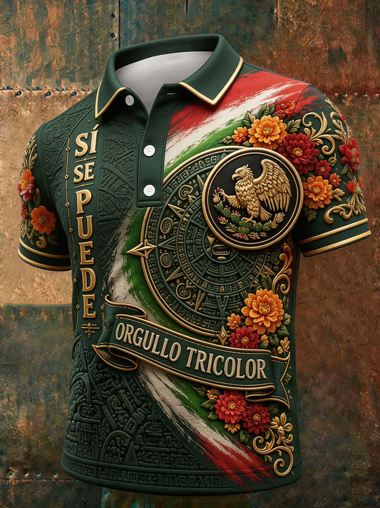 Camisetas casuales con estampado floral para amantes del fútbol mexicano, diseño masculino