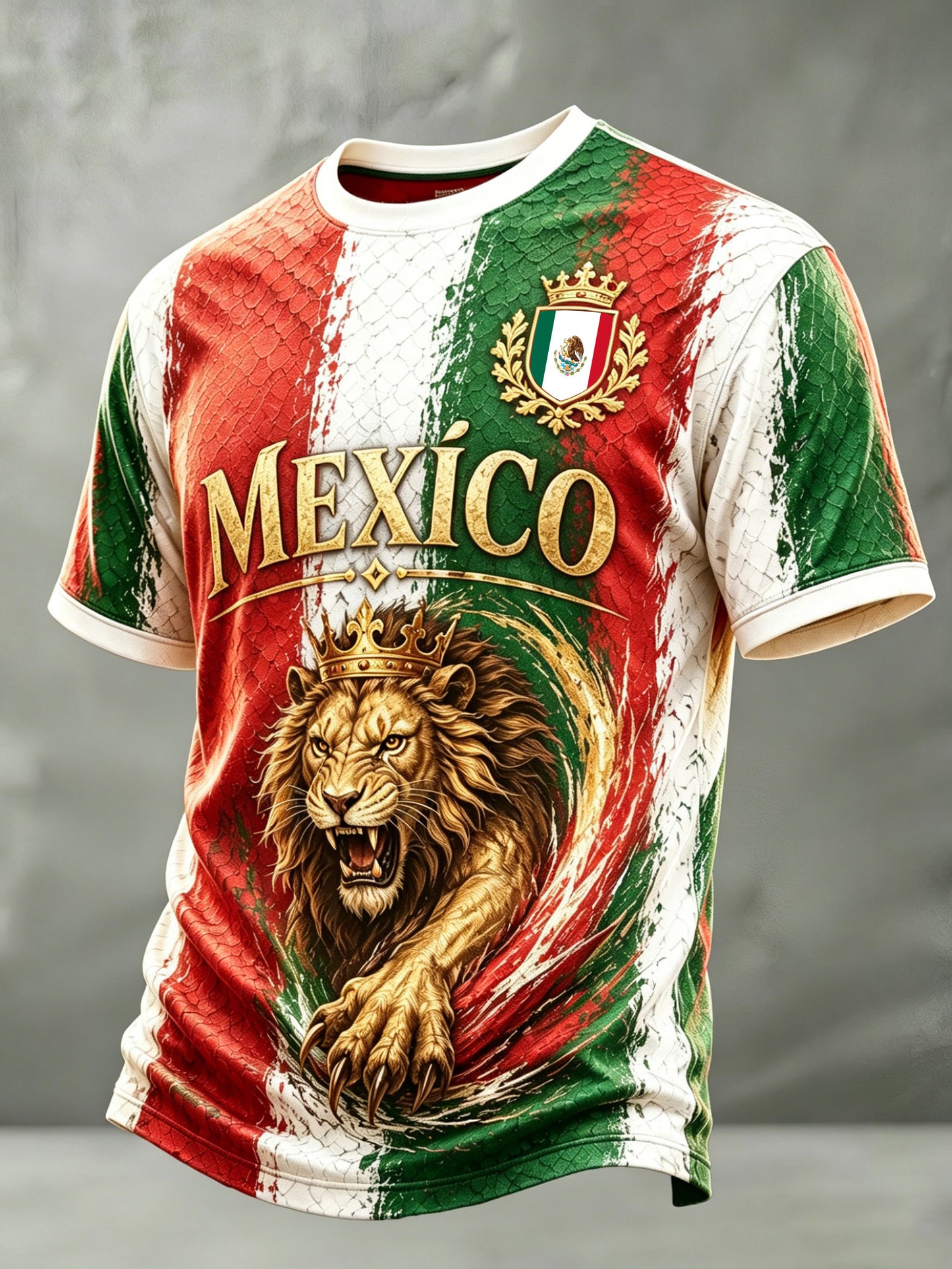 Camiseta con estampado artístico de aficionados al fútbol mexicano