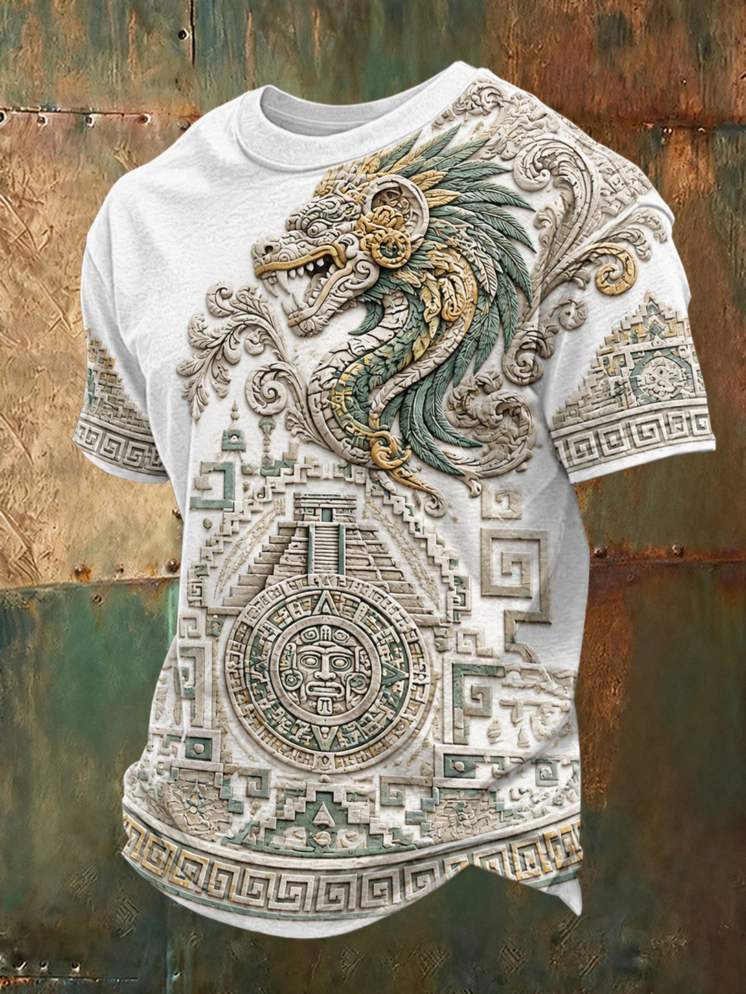 Camiseta con estampado de arte totem mexicano azteca