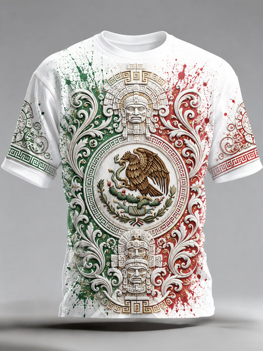 Camiseta con estampado de arte totem mexicano azteca