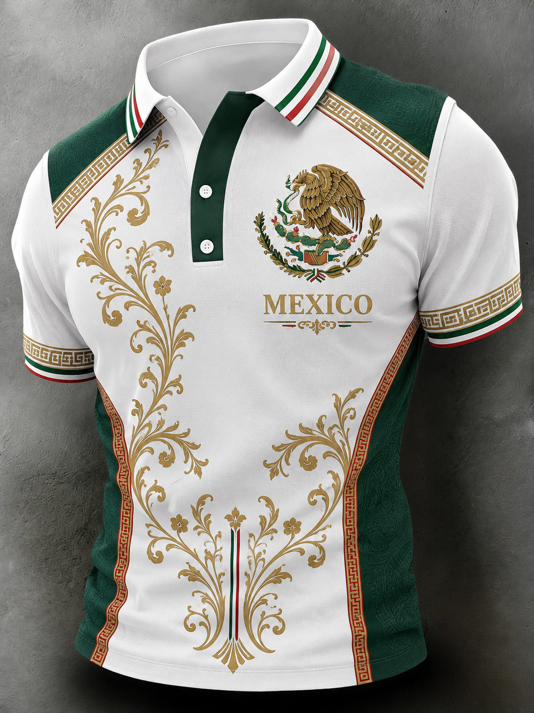 Polo estampado con arte totem mexicano azteca para hombre