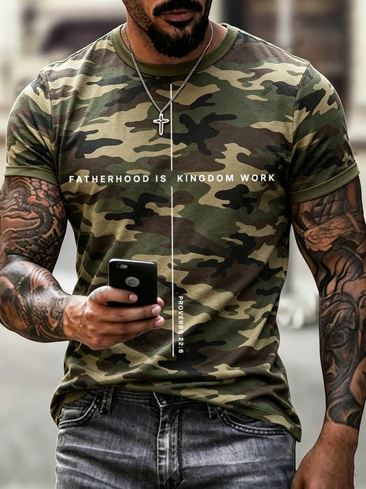 La paternidad de los hombres es la camiseta del camuflaje de la impresión del trabajo del reino