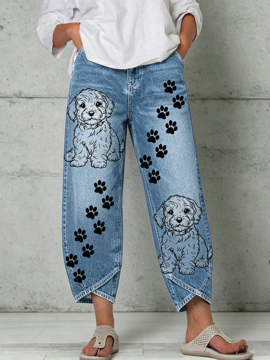 Pantalones estampados con arte de animales para mujer