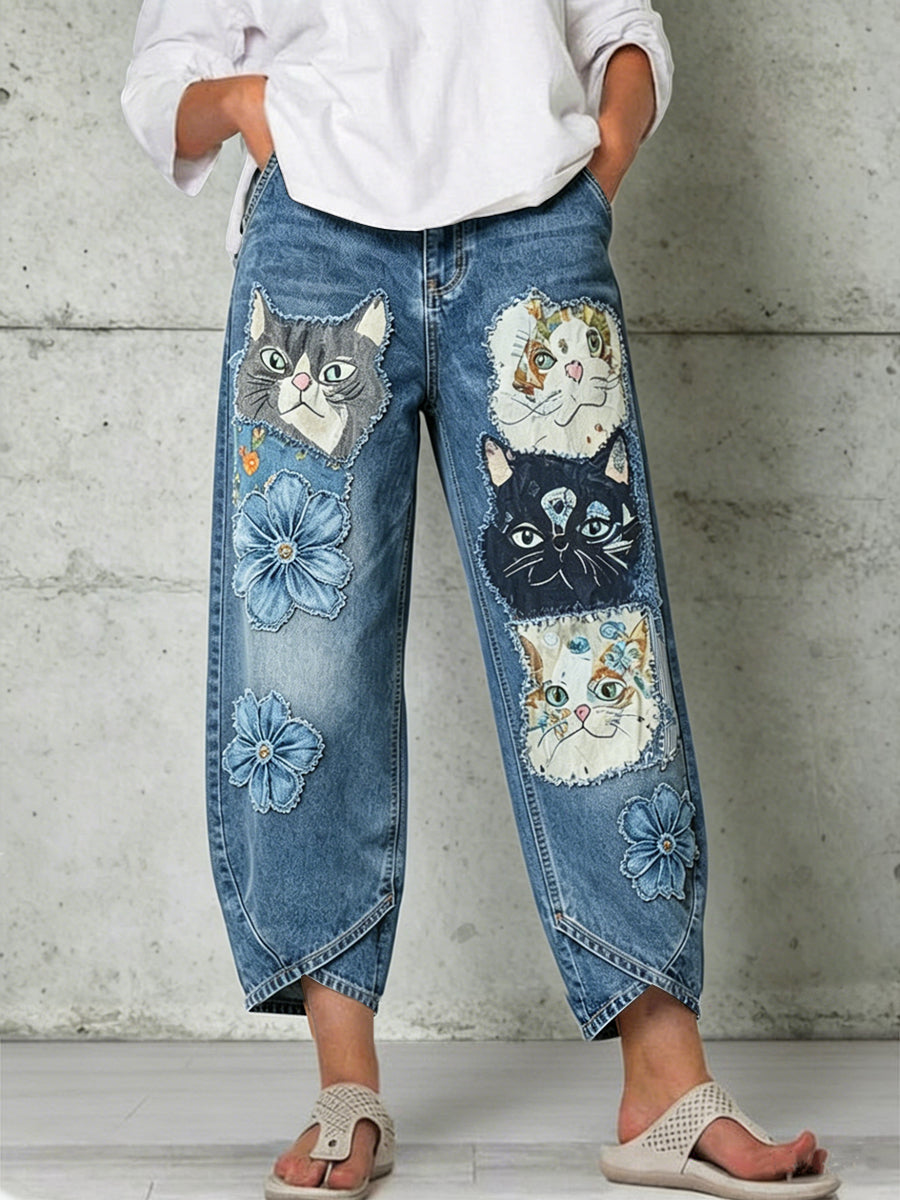 Pantalones estampados con arte de animales para mujer