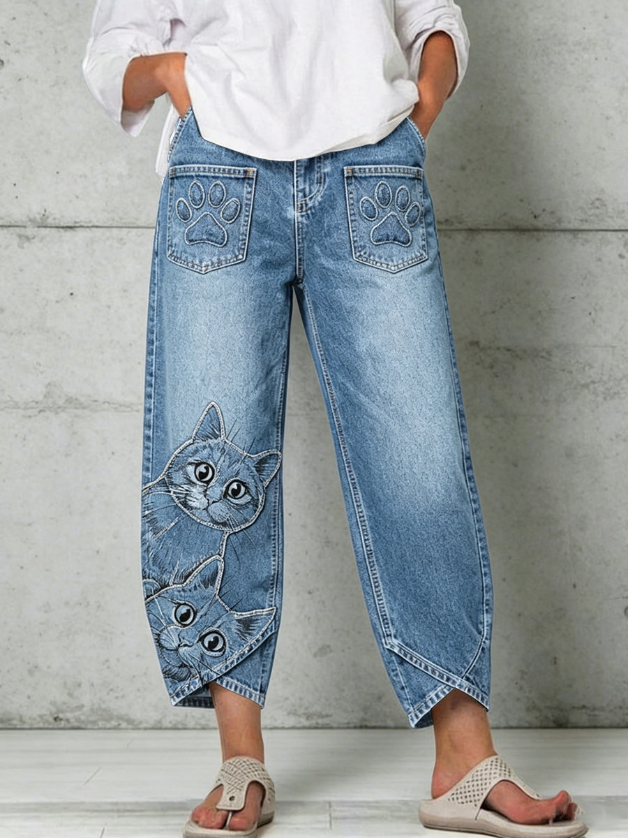 Pantalones estampados con arte de animales para mujer
