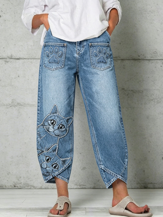 Pantalones estampados con arte de animales para mujer