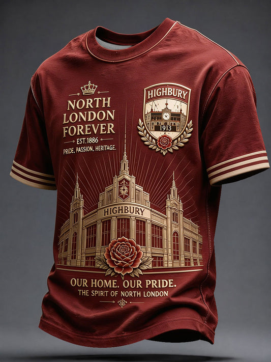Camiseta estampada para hombre Highbury, orgulloso amante del fútbol del norte de Londres