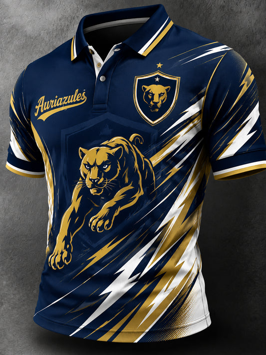 Mexico Pumas Soccer Fan Art Print Polo Hombre