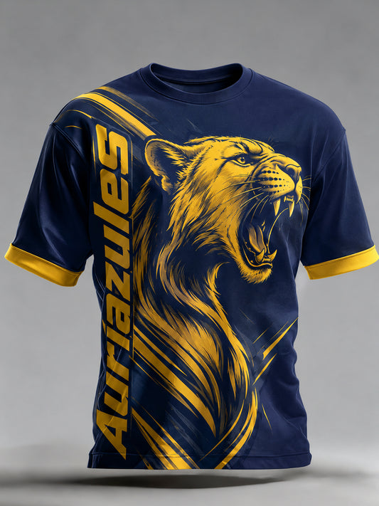 Camiseta para hombre con estampado de arte inspirado en el fútbol mexicano y los aztecas
